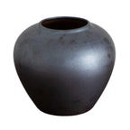 Nearly Natural 7-Inch Black Round Ceramic Urn Vase - Handmade Decorative Flower Vase for Artificial Stems
