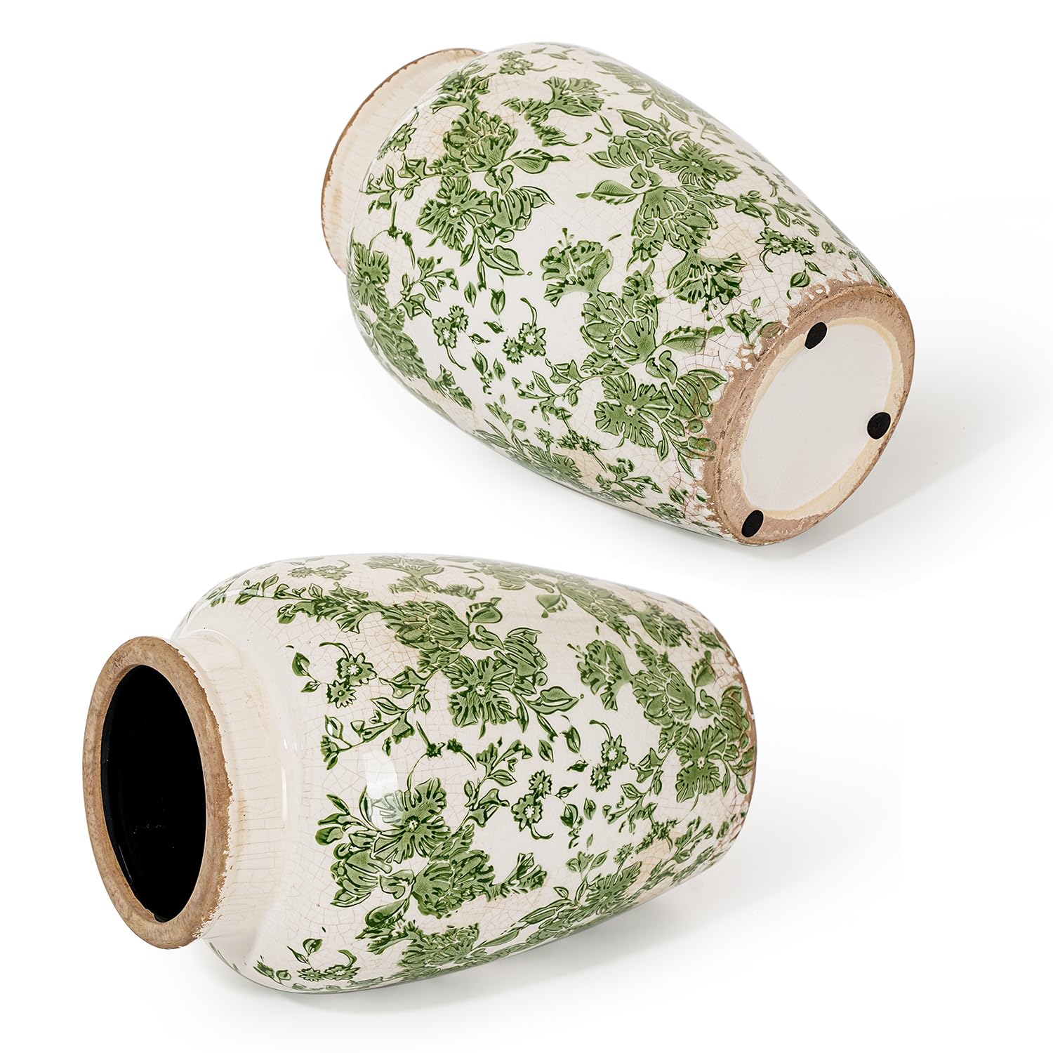 Sungmor Ceramic Flower Vase, Vintage Ice Cracked Glaze Porcelain Vase, Pretty Home Decor Vase for Flower Arrangement