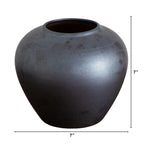 Nearly Natural 7-Inch Black Round Ceramic Urn Vase - Handmade Decorative Flower Vase for Artificial Stems