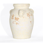 Ronasip White Ceramic Vase with 3 Ear Design, 8.6” Tall,Antique Terracotta Vases, Handmade Pottery, Farmhouse Decor, Wide Mouth Vase for Home Decor