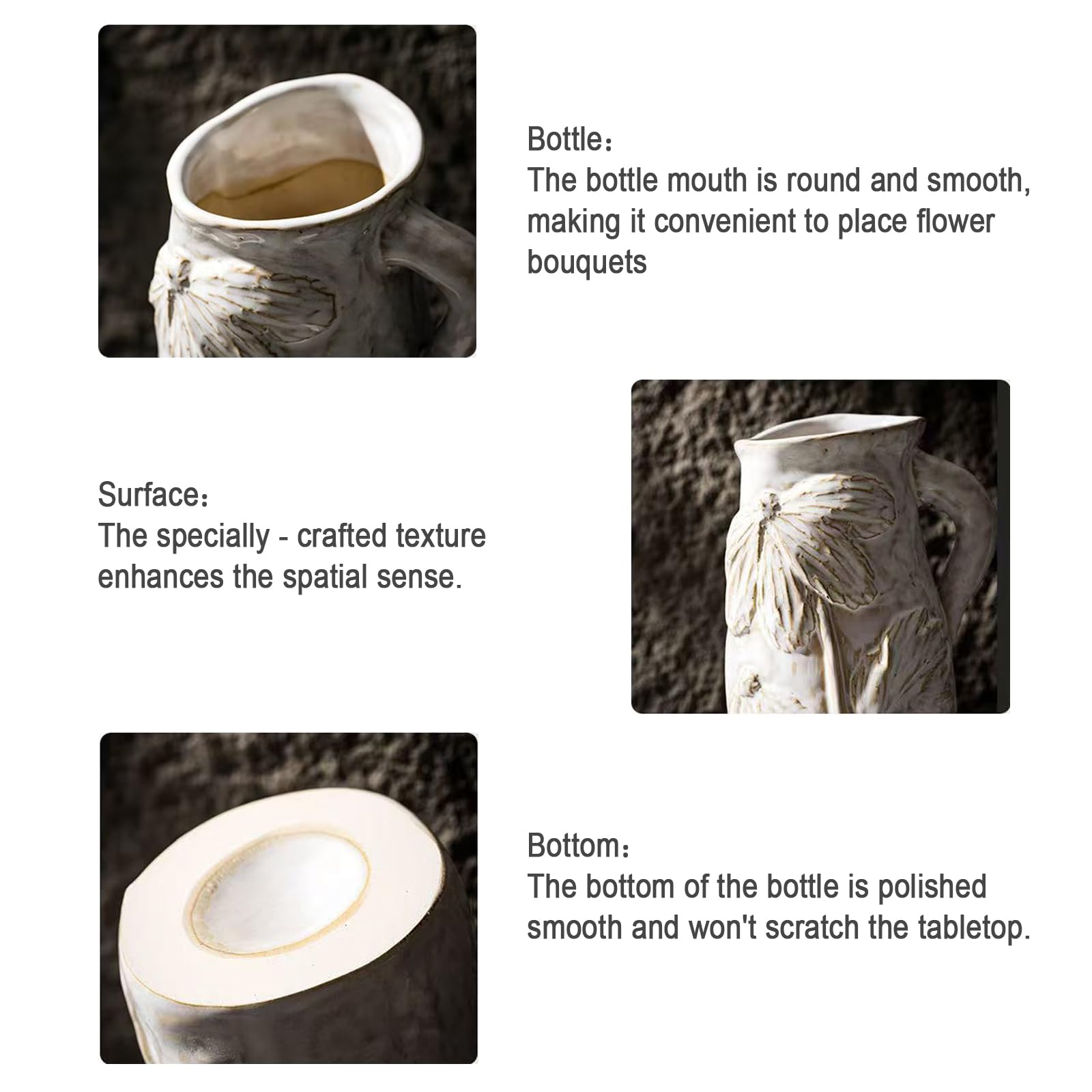 Small Ceramic Vase for Flowers - Distressed Vintage Vase Decor,Modern Boho Ins Style Decorative Vase,Unique Ceramic