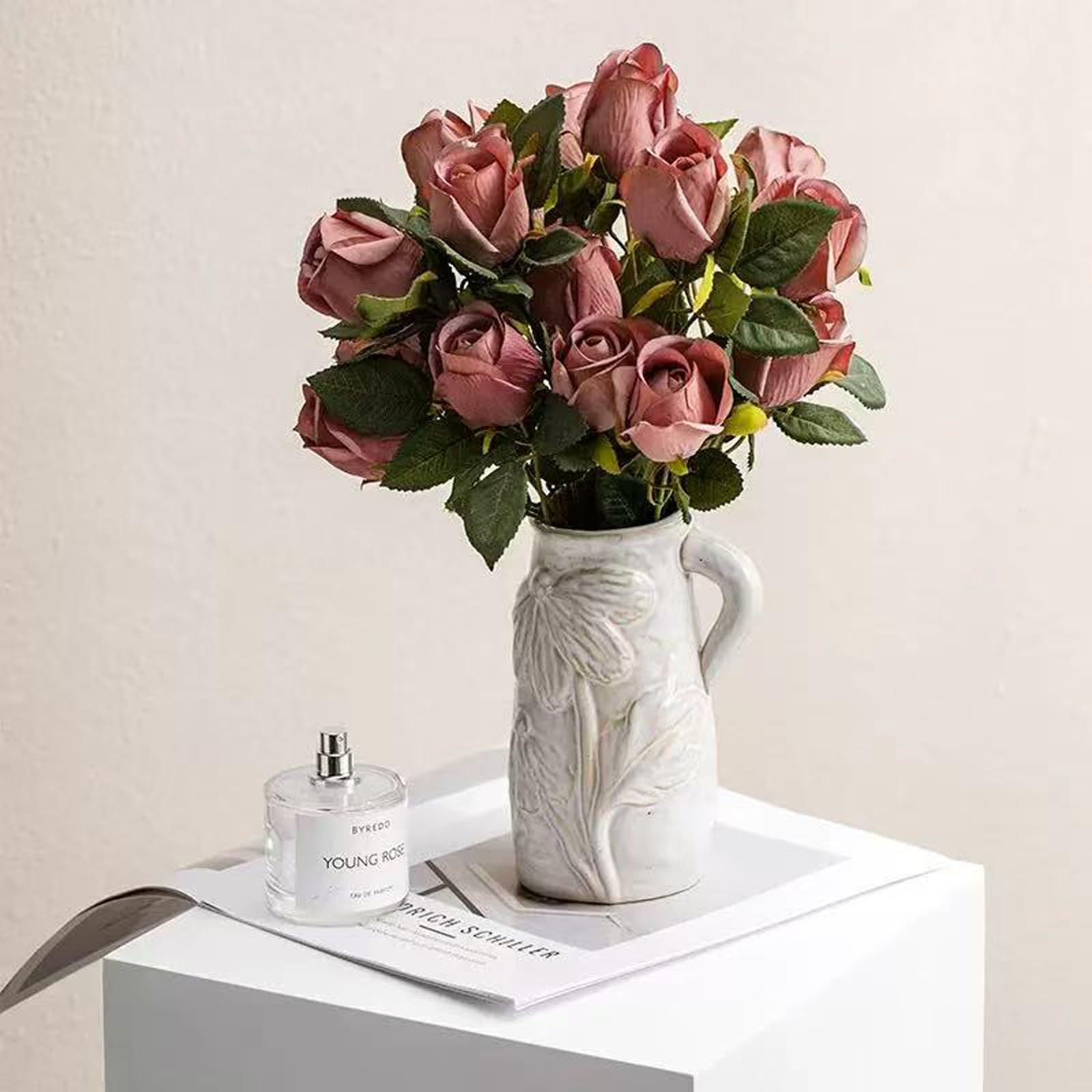 Small Ceramic Vase for Flowers - Distressed Vintage Vase Decor,Modern Boho Ins Style Decorative Vase,Unique Ceramic