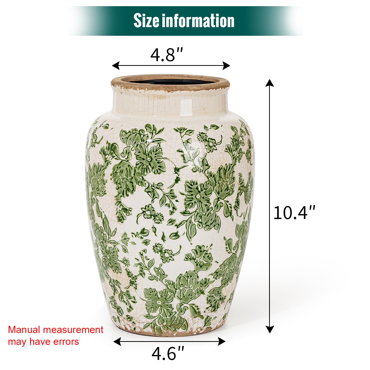 Sungmor Ceramic Flower Vase, Vintage Ice Cracked Glaze Porcelain Vase, Pretty Home Decor Vase for Flower Arrangement